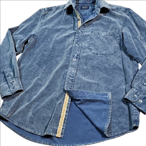 Tommy Bahama Indigo Palms Denim Blue Corduroy Long Sleeve Button Down Shirt